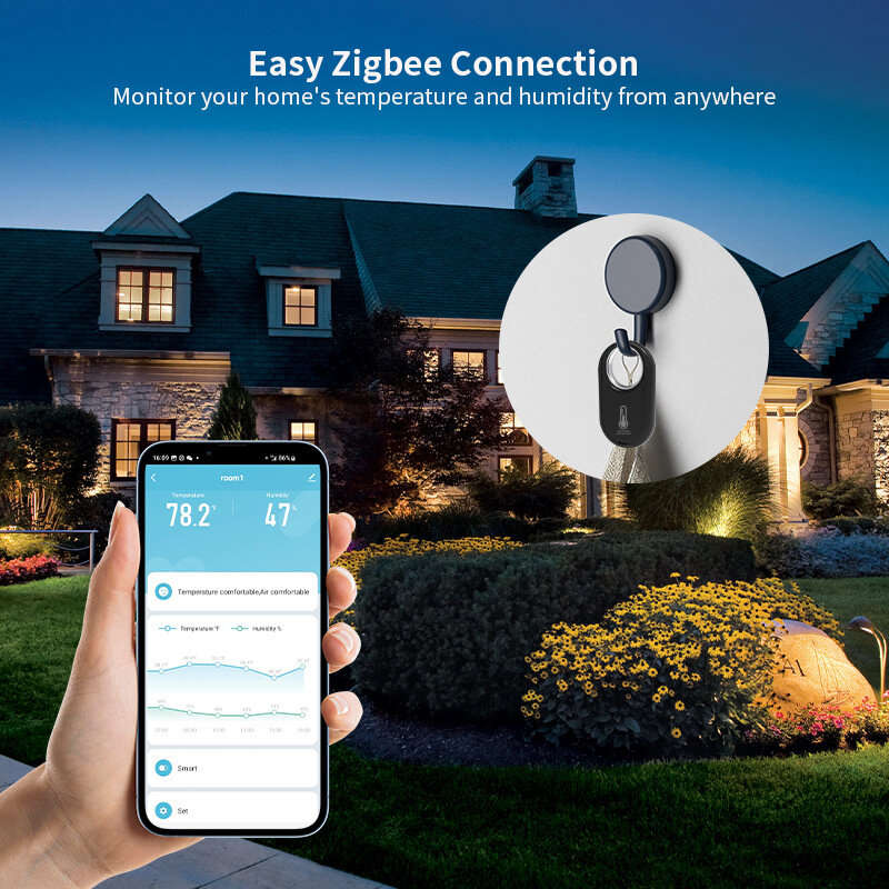 Tuya Zigbe Hanging Temperature Humidity Sensor Removeable Smart Life Thermometer Detector Voice Cont