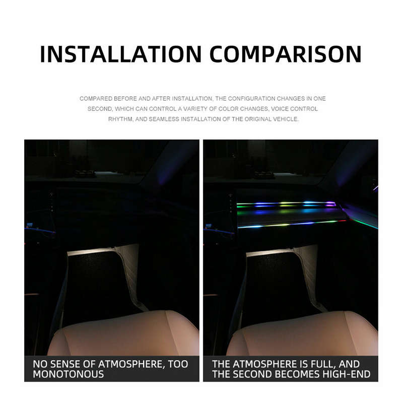 2 In 1 Symphony Car LED Phantom Atmosphere Light 110cm+35cm USB Plug With APP Control Ambient Interi