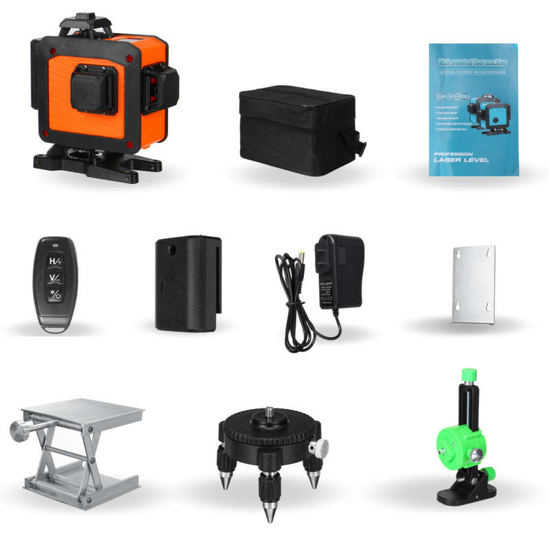 16 Line Laser Level Green Light Auto Self Leveling Cross 360 Rotary Measuring
