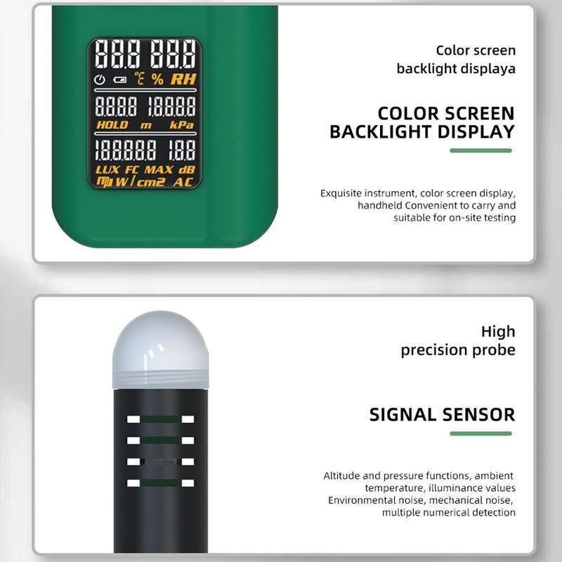 BSIDE GX1 4in1 Comprehensive Tester Ambient Temperature Humidity Light Noise Altitude Tester with De