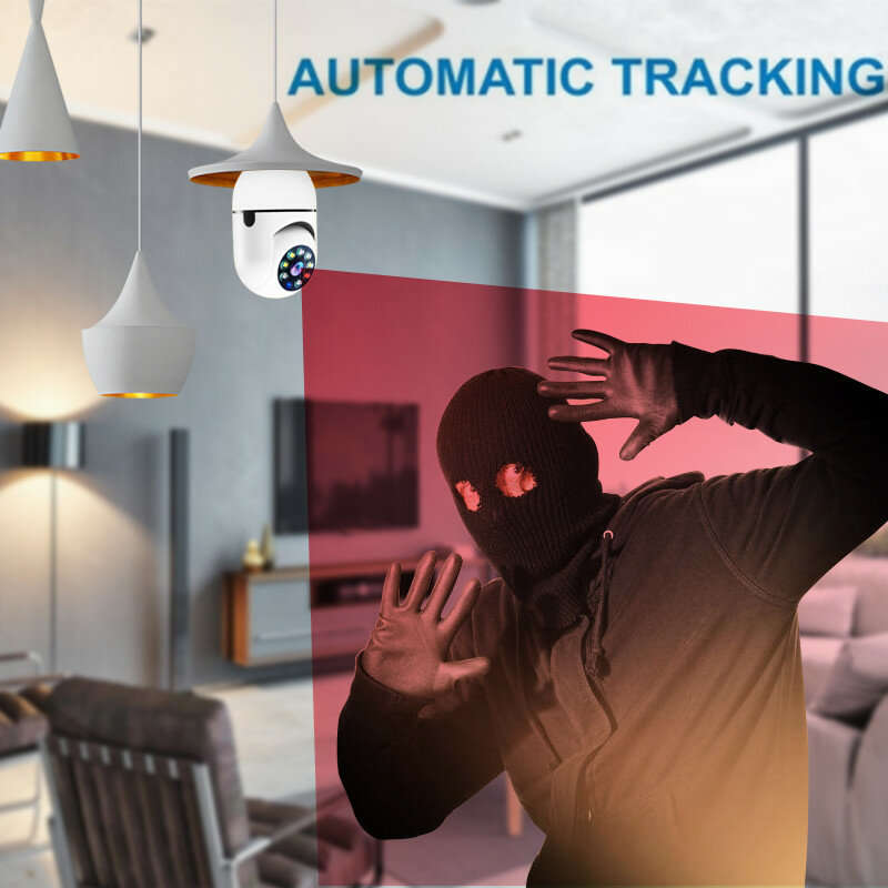 E27 Light Bulb Camera Full Color Night Vision Wireless Wifi Camera Smart Security Camera 1080P 360 R