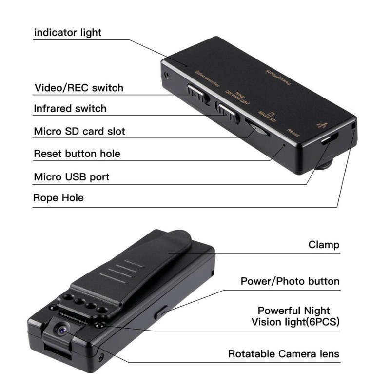 HD 1080P Mini Portable Camera Video Recorder Action DVR Camera Body Monitor Detection Night Vision M