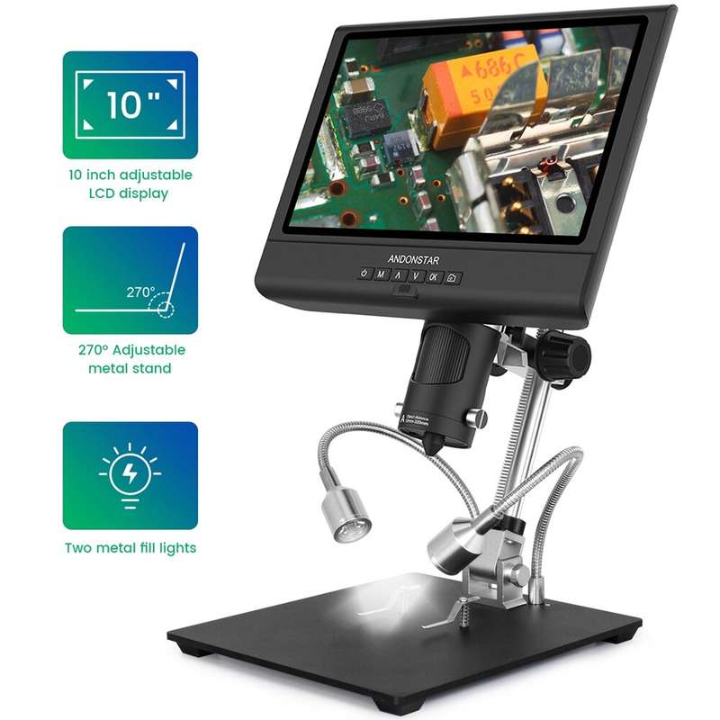 Andonstar AD209 10" Digital Microscope 3X-200X Magnification 1080P adjustable LCD display for solder
