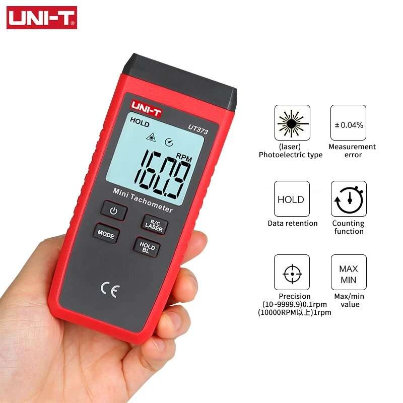 UNI-T UT373 Mini Digital Laser Tachometer Non Contact 99999 RPM Gauge Tachometer Speed Tester Meter