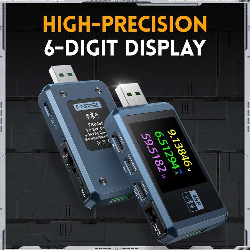 FNIRSI-FNB48P Ammeter Voltmeter USB Tester TYPE-C Fast Charge Detection Trigger Capacity Ripple Meas