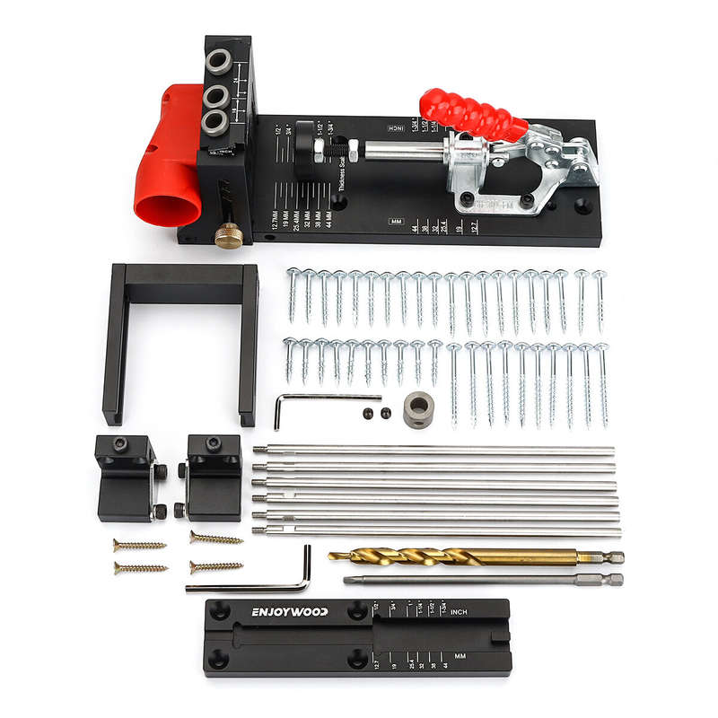 ENJOYWOOD XK4 PRO MAX Pocket Hole Jig Aluminum Alloy Adjustable Woodworking Drill Guide with Stabili