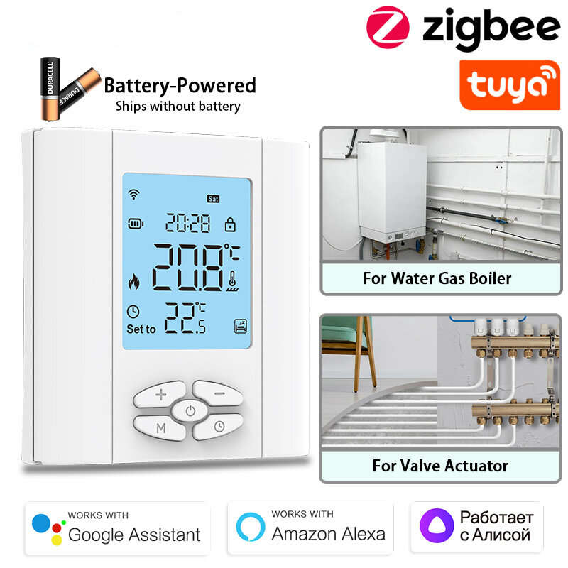 Tuya Zigbee3.0 Smart Thermostat for Water Gas Boiler Valve Smart WiFi Wireless Temperature Controlle