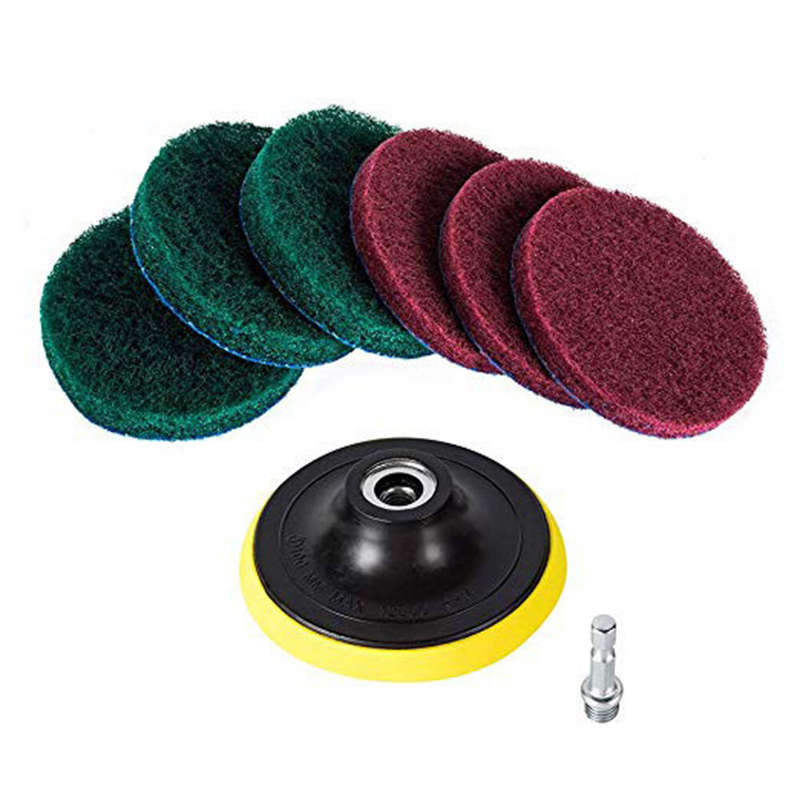 7pc/set Attachable Electric Drill Brushes Scouring Pad For Cleaning Flooring Brick Pool Tile Ceramic