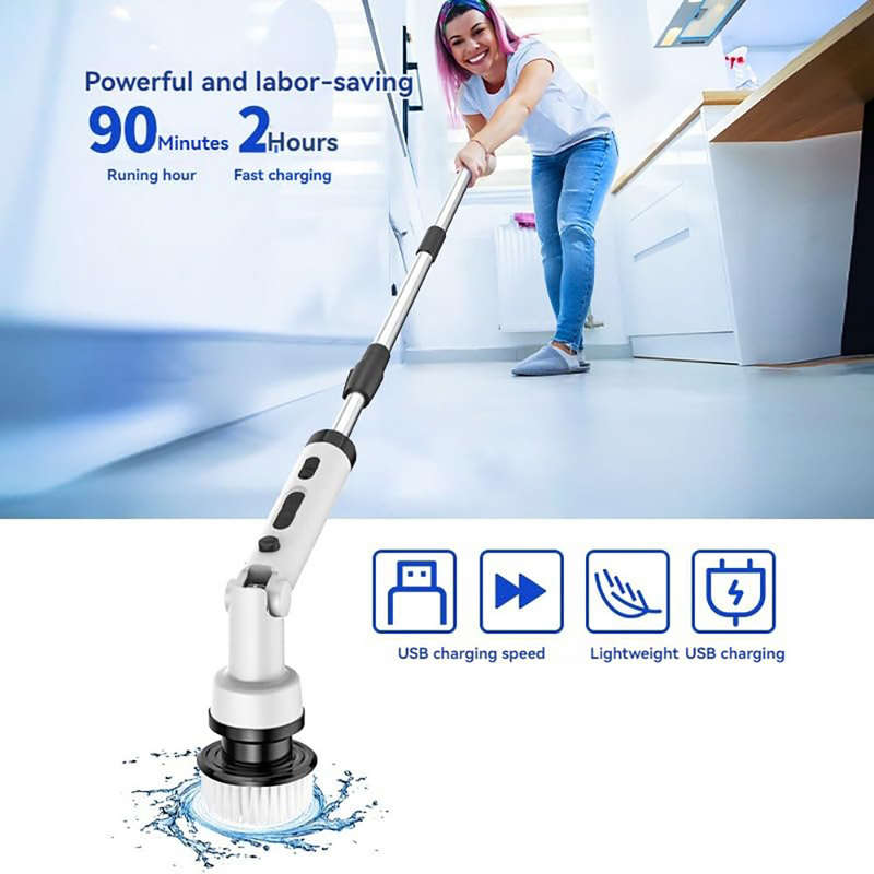 NovuLife Cordless Electric Spin Scrubber with 9 Replacement Head Dual Speed Electric Brush for Clean