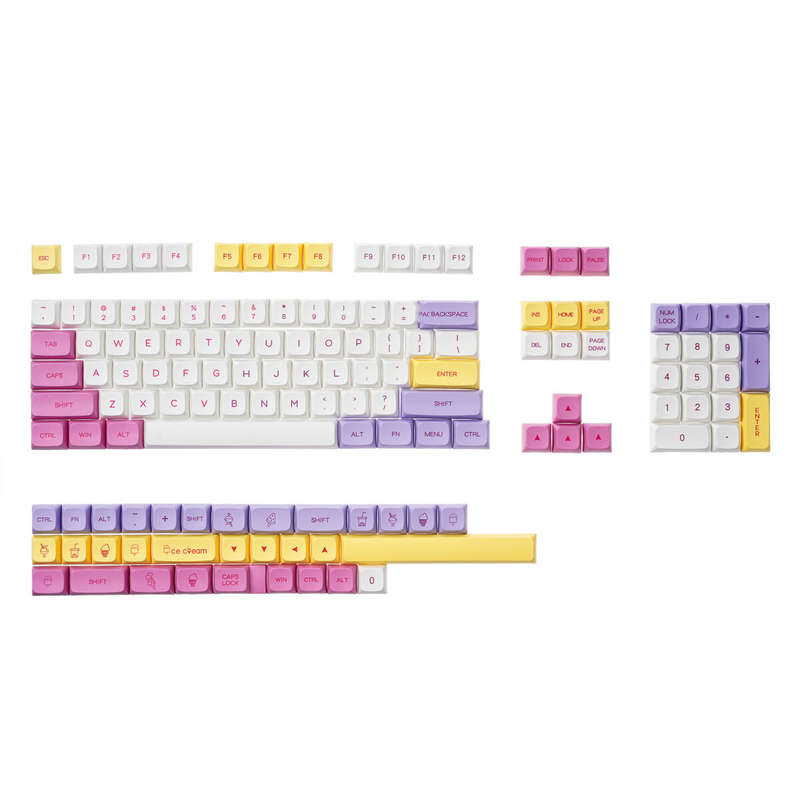 136 Keys Ice Cream Keycap Set PBT Sublimation XDA Profile English/Japanese Custom Keycaps for Mechan