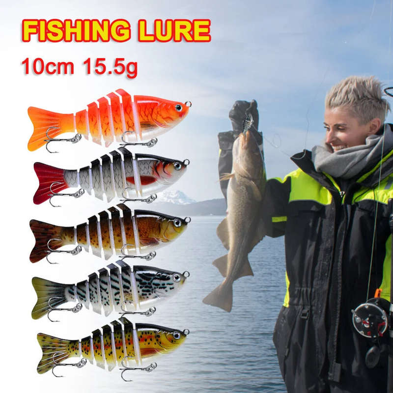 5pcs Multi-Section Fishing Lures 15.5g/10cm Sinking Swimbait Artificial Baits Fishing Tackle for Fre