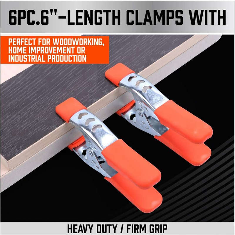 6PCS 6-Inch Spring Clamps Heavy Duty Spring Metal Spring Clamps Clips 2.5-Inch Jaw Opening for Woodw