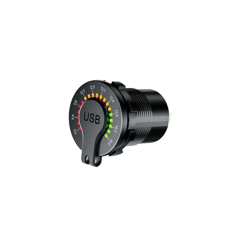 12-24V Dual USB Car Charger Socket Port With Colourful Digital Voltmeter QC 3.0 Fast Charging Bus Tr