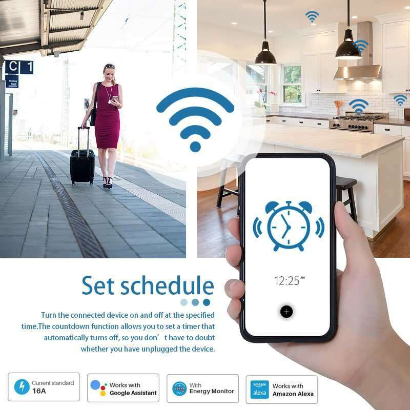 Tuya 16A EU Smart Socket WiFi Smart Plug With Power Monitoring Timing Function Voice Control Via Ale