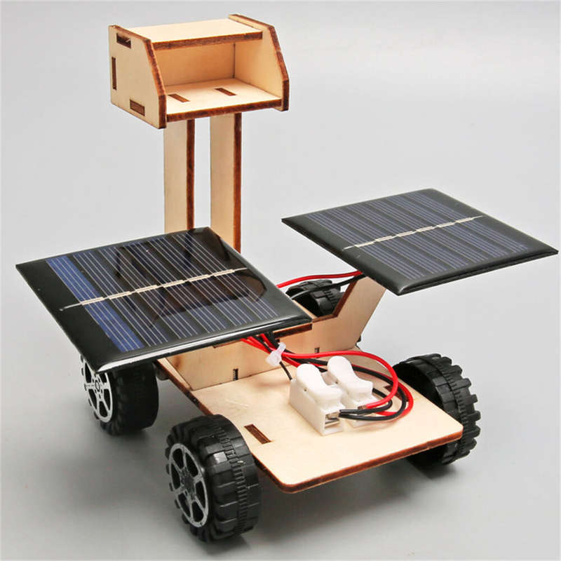 Wooden Solar Power Lunar Exploration Rover Model Assembly Kit DIY Children's Science Experiment Educ