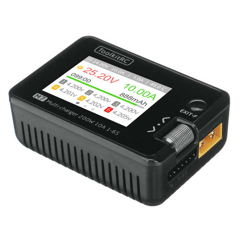 ToolkitRC M7 200W 10A DC Balance Charger Discharger for 1-6S Lipo Battery with With Voltage Servo Ch