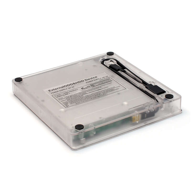 External Optical Drive USB 3.0 Type-C Transparent CD/DVD/VCD Burner Player Reader RW Drive for Mac W