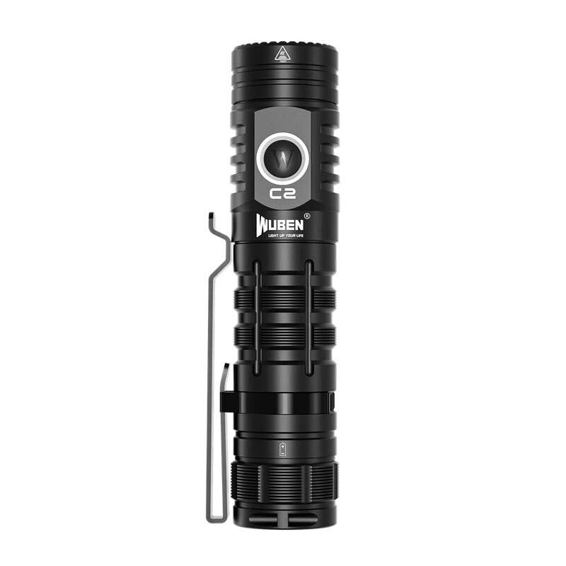 WUBEN C2 2000lm High Lumen Rechargeable Power Bank Flashlight Beam Throw 358Meters with 21700 Batter