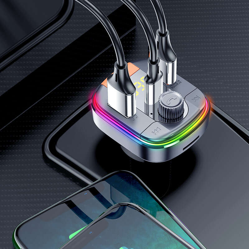 bluetooth 5.0 FM Transmitter Handsfree Car Radio Modulator MP3 Player With 18W USB Super Quick Charg