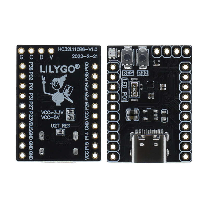 LILYGO T-HC32 HC32L110B6 Smallest Size MCU Ultra-low Power Flexible Power Management WS2812 For Keil