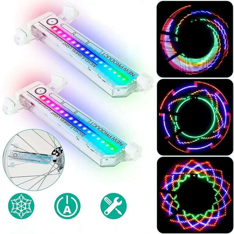 1PC Bicycle Lights With 30 Changing Patterns 32 LED Flashing Colors Bike Wheel Lights