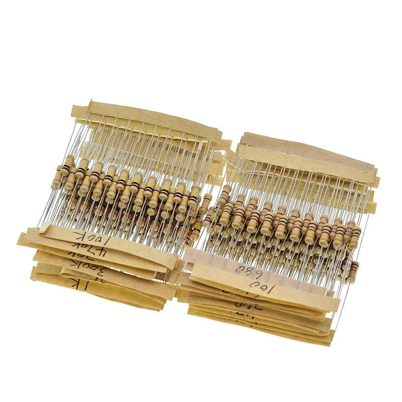 300PCS 30 Values Film Resistors Package 1/2W 5% 10R-1M Carbon Film Metal Resistors Assortment Kit Se
