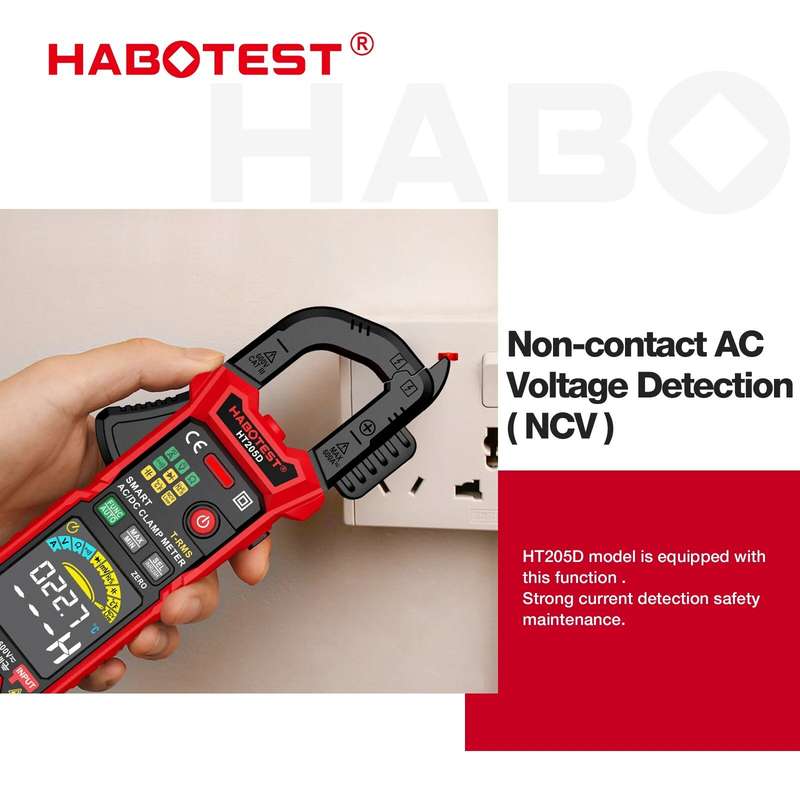 HABOTEST HT205 Inrush Clamp Meter 600A True RMS AC/DC Current Amp Meter Measures Current Voltage Tem