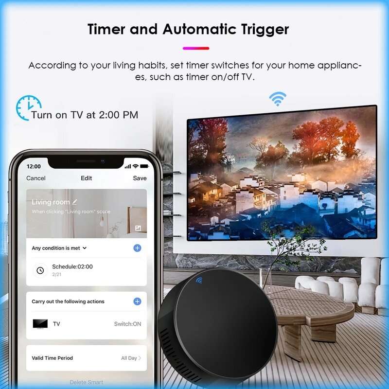 AUBESS WiFi IR Smart Universal Remote Control For TV Air Conditioner, Compatible With Tuya Smart Lif