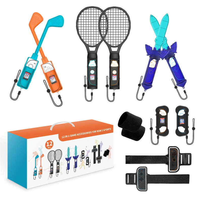 JYS JYS-NS2277 Switch2 12-in-1 Motion Sports Accessories Set Golf Tennis Badminton Sword Joy-Con Com