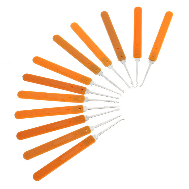 42PCS Orange Picks and Padlocks Set Equipped with an Automatic Unlocking Gun, Aircraft Clips, Transp