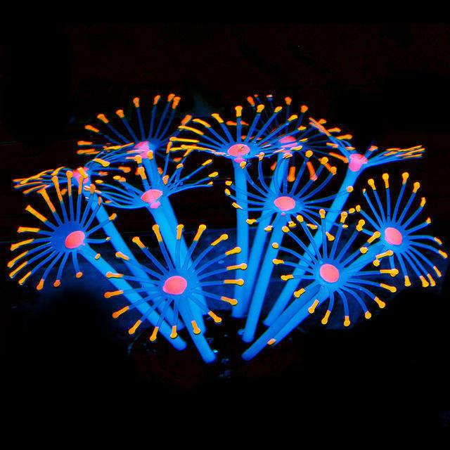 Silicone Glowing Artificial Fish Tank Aquarium Coral Plants Ornament Underwater Pets Decor - Purple