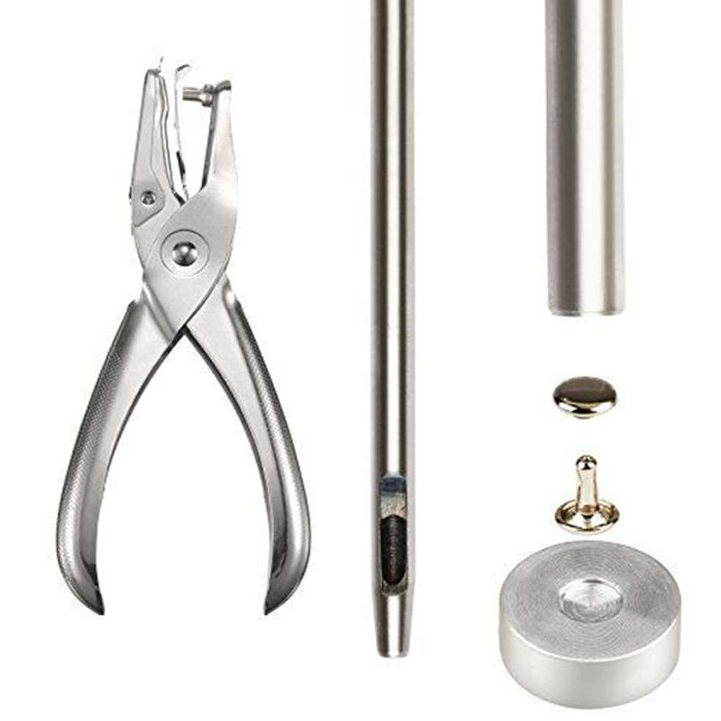 360Pcs/Set Leather Rivets Double Cap Rivet Tubular Metal Studs 1 Sizes with Punch Pliers and 3 Piece