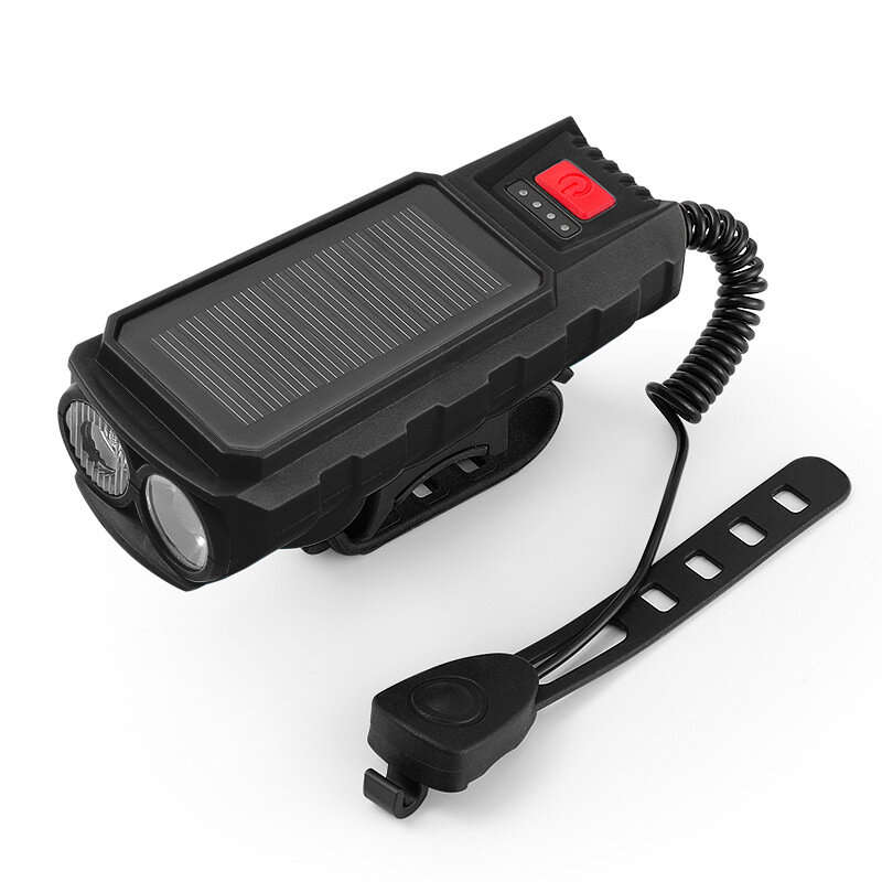 Solar Charging Bike Headlight 400Lm Brightness 200m Distance Range 2000mAh Battery Waterproof 3 Ligh