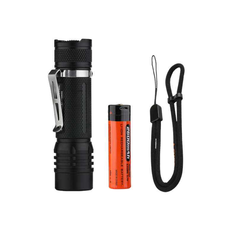 Folomov 18650S 900LM 167m Compact EDC Flashlight Come with 18650 Battery USB Rechargeable Mini LED T
