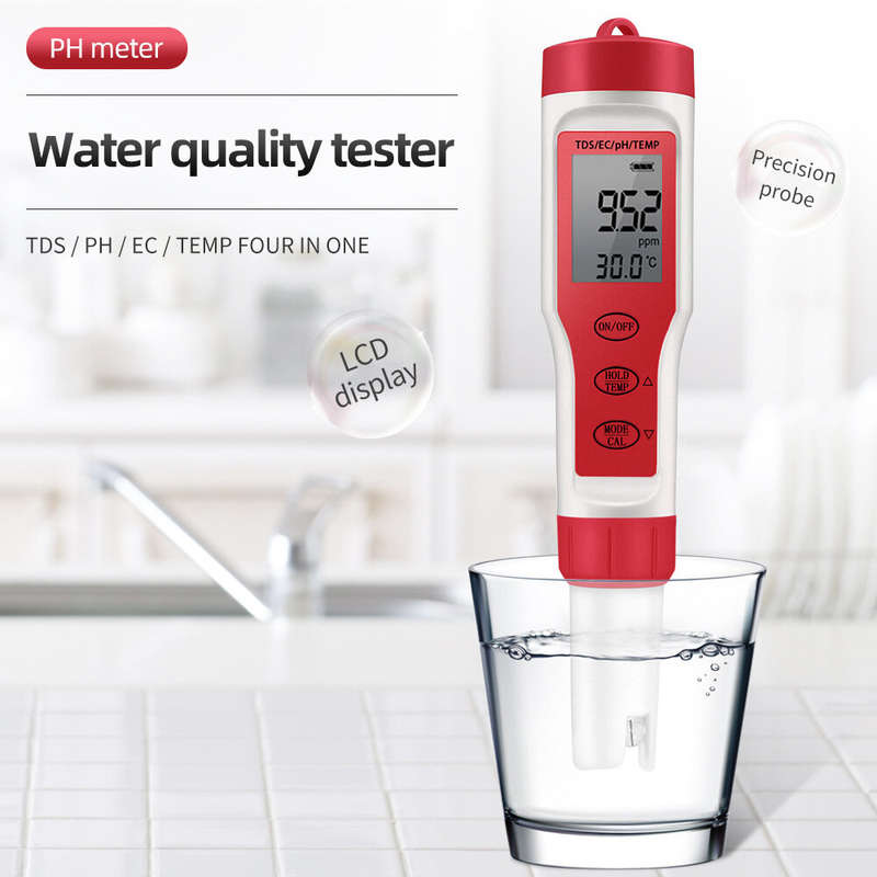 4 in 1 PH Meter PH/TDS/EC/Temperature Meter Digital Water Quality Monitor Tester for Pools Drinking