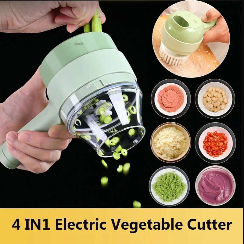 4-in-1 Handheld Electric Vegetable Cutter and Meat Mincer Quick and Convenient Kitchen with Direct-t