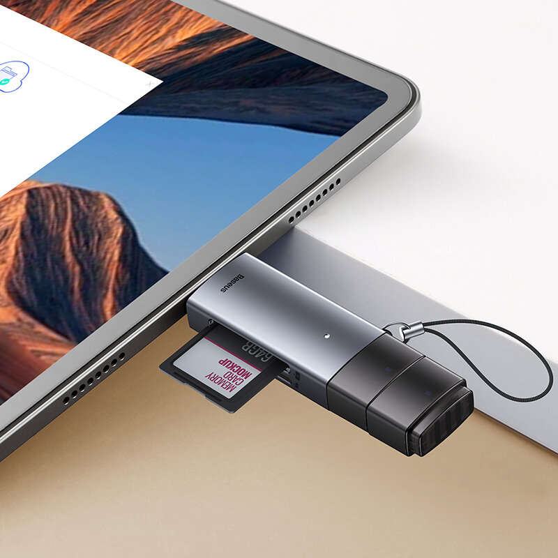 Baseus SD/TF Card Reader 2 in 1 USB3.0/Type-C Smart Memory Card Flash Drive Adapter for Phone Tablet