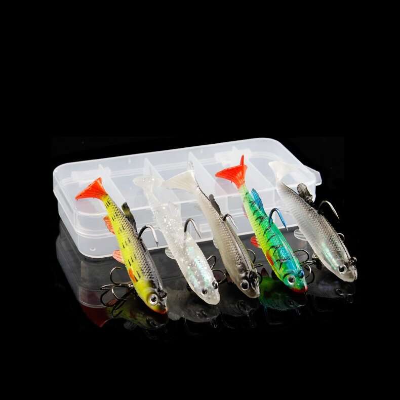 ZANLURE T Tail Fishing Lures Kit 3D Fish Eye Double Hook Design Fishing Lures Baits Tackle Set for F