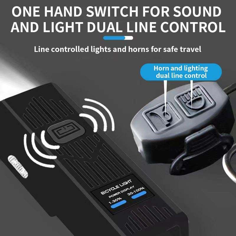 BENGGUO 2 in 1 Wired Control Bike Headlight 2000mAh Power Bank Handlebar Flashlight USB Charging IPX