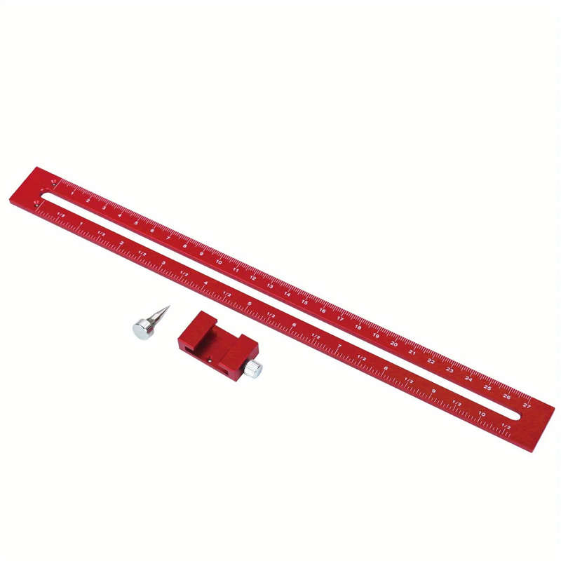 300mm Woodworking Ruler with Slide Stops Adjustable Circular Drawing Ruler Carpenty Square Aluminium