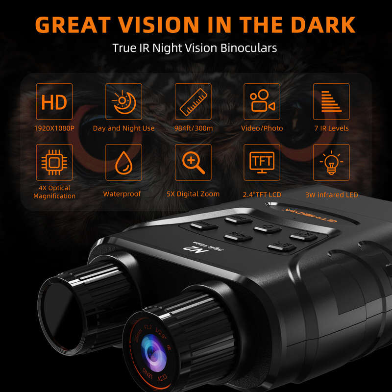 GTMEDIA N2 Night Vision Binoculars Night Vision Goggles with 2.4-inch Screen 5x Zoom Adjustable Brig