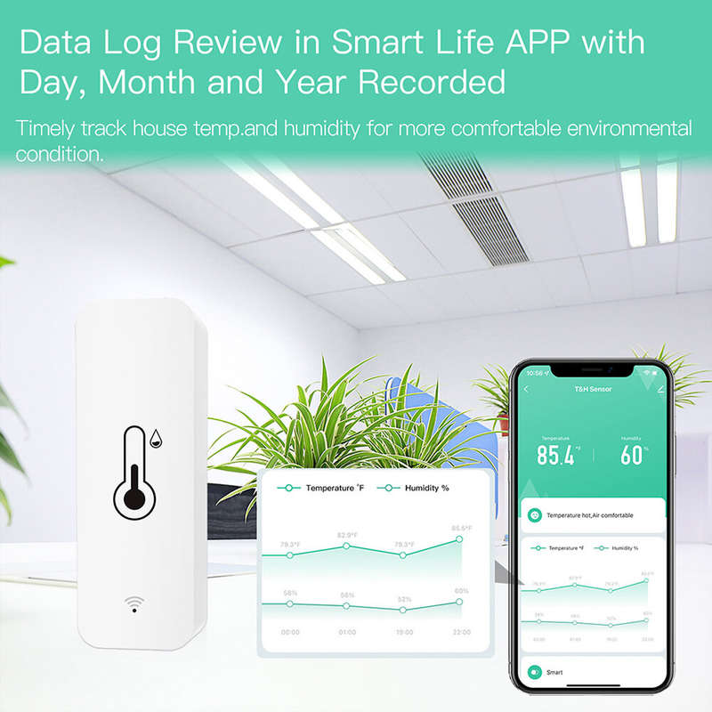MoesHouse Smart WiFi Temperature Humidity Sensor Wiress APP Remote Monitoring Control Indoor Hygrome