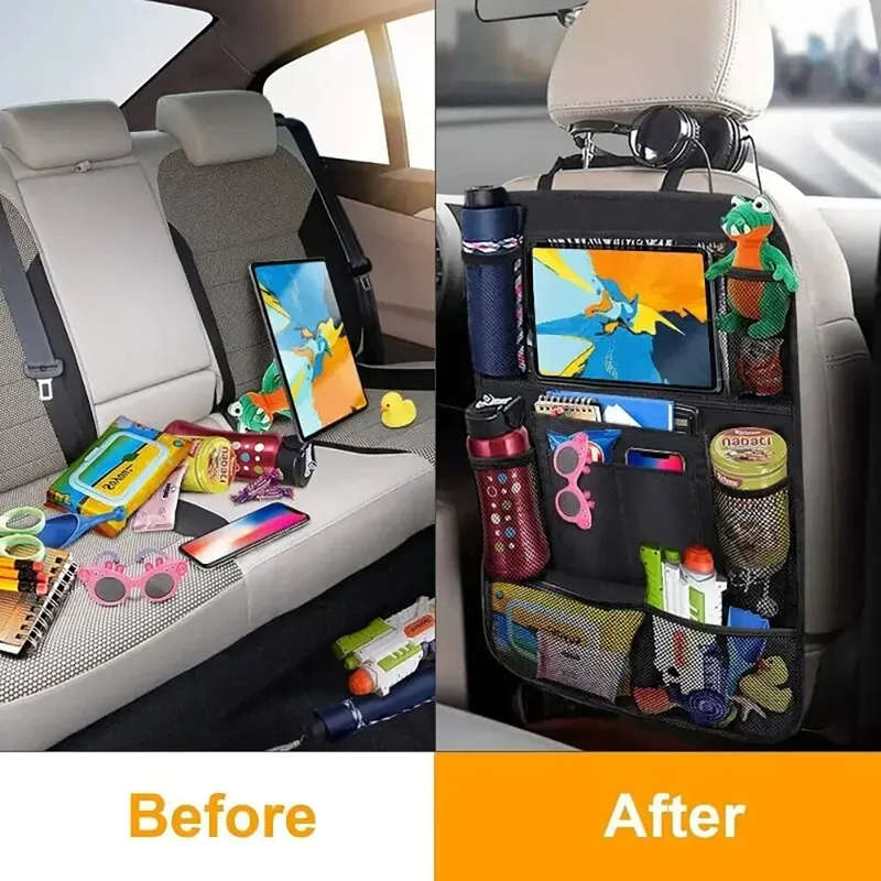 Multi-functional Car Seat Back Storage Bag Car Seat Organizer Multi-Pocket Storage Bag with Tablet H