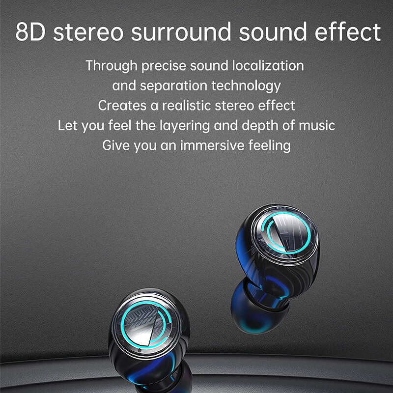 DX01 TWS bluetooth 5.3 Earphone 8D Stereo Surround Sound LED Light Digital Display Touch Control Spo