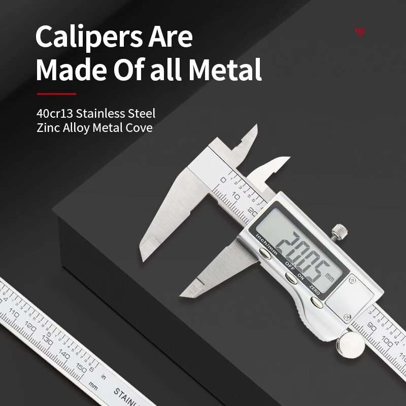 Stainless Steel Digital metal Fraction Caliper 150mm mm/ Inch High Precision large LCD display Verni
