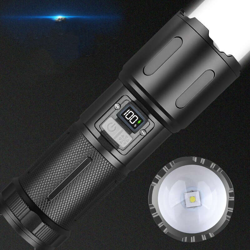 30W LED Flashlight Long Shoot Search Flashlight White Light High Power Torch Tactical Telescopic Zoo