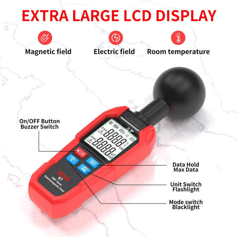 BSIDE EMF Meter Electromagnetic Field Radiation Detector Radiator Tester Handheld Electric Magnetic