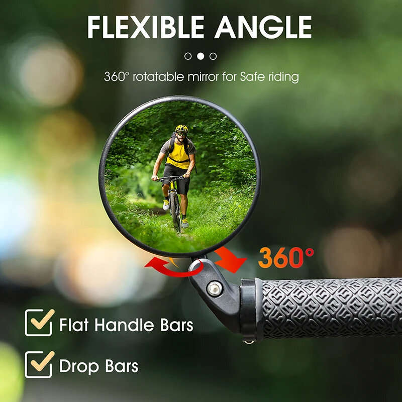 WEST BIKING Round Bicycle Rearview Mirror 360Rotatable Convex Safety Cycling Motorcycle MTB Bike Rea