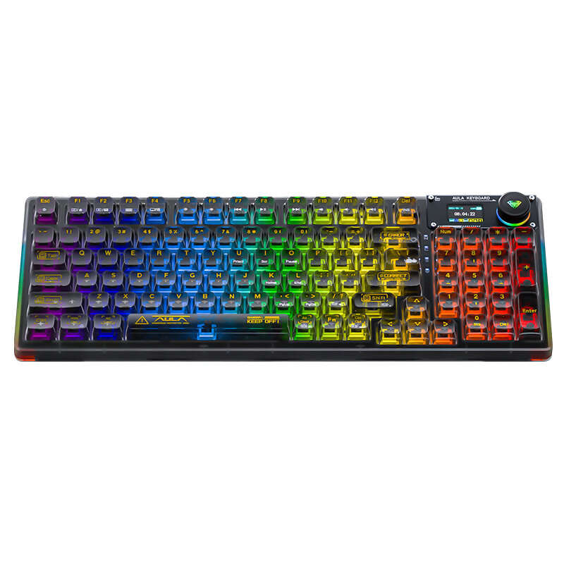 AULA F98pro 95 Keys Tri-mode Mechanical Gaming Keyboard Hot Swappable Crystal/Icesoul Switch RGB Typ