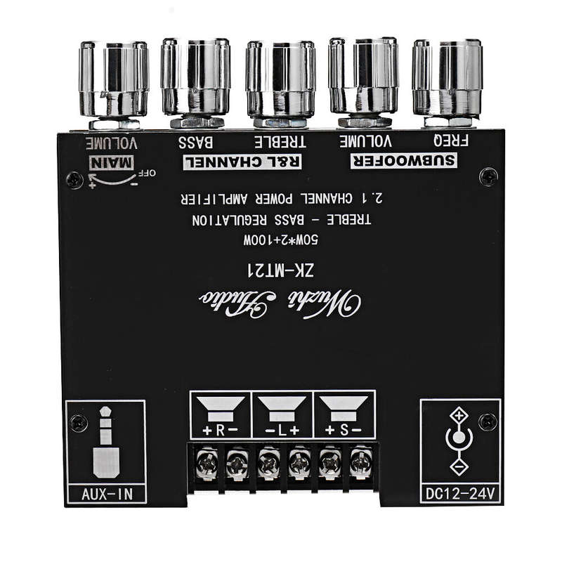 ZK-MT21 bluetooth 5.0 Subwoofer Amplifier Board 50WX2+100W 2.1 Channel Power Audio Stereo Amplifier